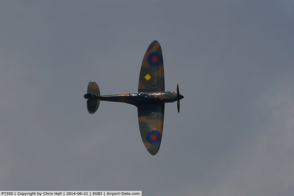 P7350, 1940 Supermarine 329 Spitfire IIa C/N CBAF.14, performing a display for WWII veterens at Project Propeller 2014