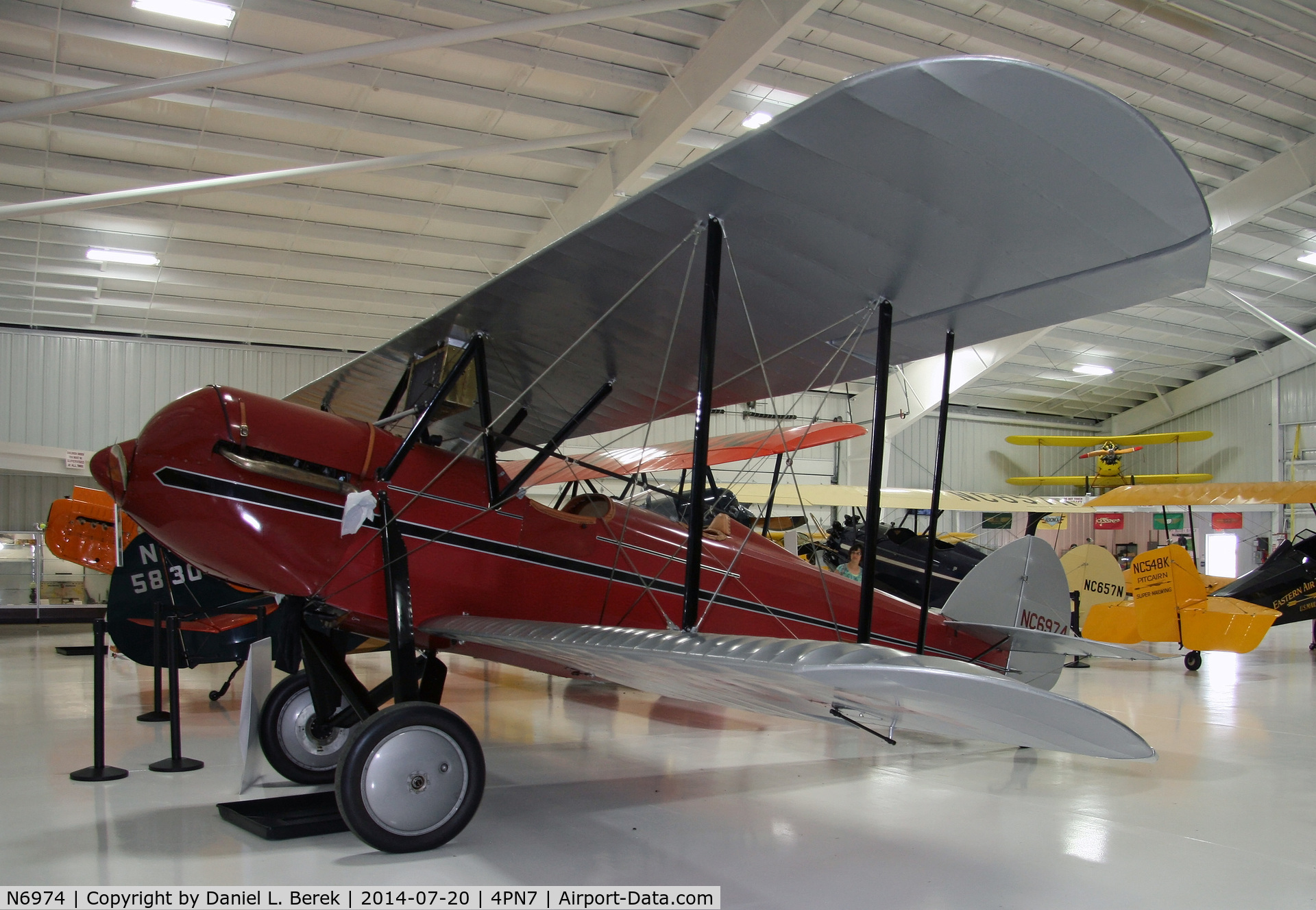 N6974, 1928 Waco GXE C/N 1554, This beautiful early Waco is at the Eagle's Mere Air Museum, Merritt Field, Laporte, PA.
