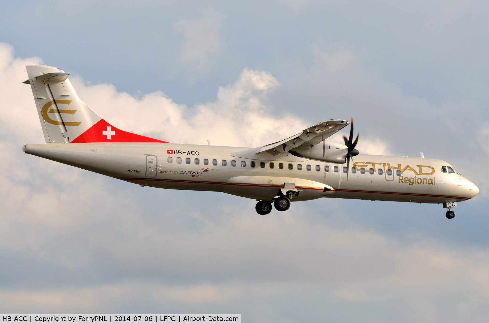 HB-ACC, 2001 ATR 72-212A C/N 664, Darwin Airline operating for Etihad Regional.