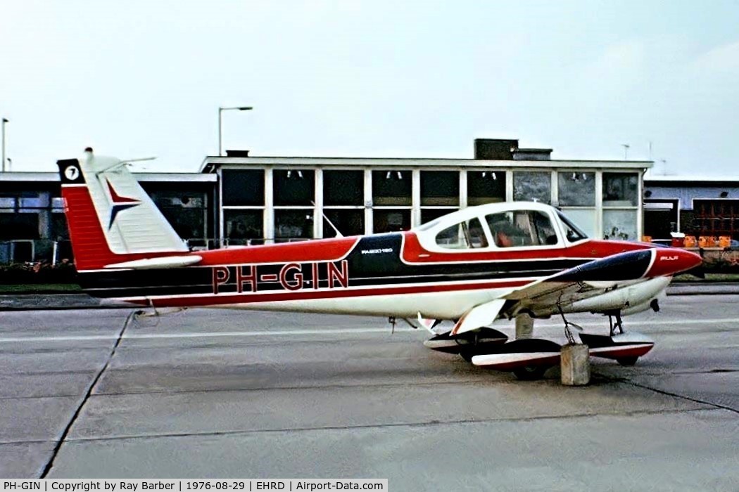 PH-GIN, 1974 Fuji FA-200-180 Aero Subaru C/N 255, Fuji FA.200-180 Aero Subaru [255] Rotterdam~PH 29/08/1976. From a slide.