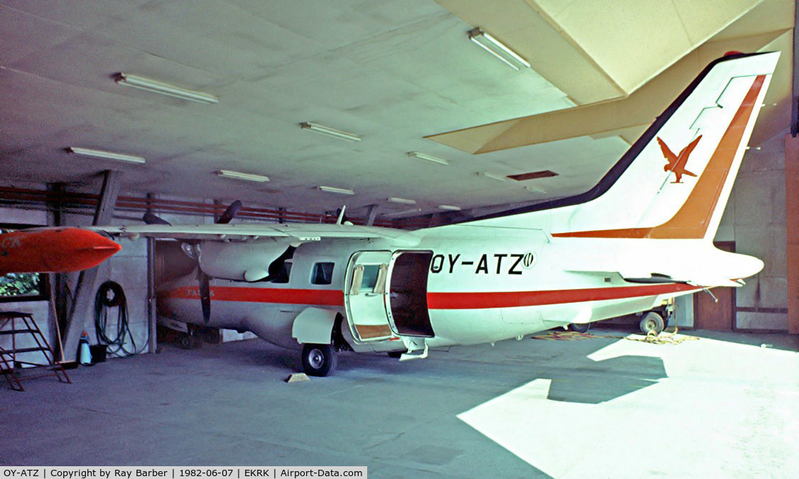 OY-ATZ, 1973 Mitsubishi MU-2J C/N 626, Mitsubishi MU-2J (MU-2B-35) [626] (Falcks)	Copenhagen-Roskilde~OY 07/06/1982. From a slide.