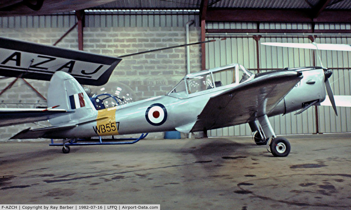 F-AZCH, De Havilland DHC-1 Chipmunk 22 C/N C1/0702, De Havilland Canada DHC-1 Chipmunk 22 [C1/0702] La Ferte Alais~F 16/07/1982. From a slide.