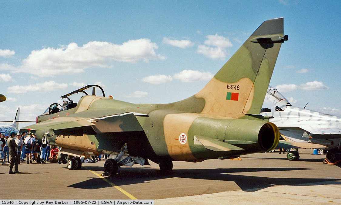 15546, LTV TA-7P Corsair II C/N A-105, Ling-Temco-Vought TA-7P Corsair II [A-177] (Portuguese Air Force) RAF Fairford~G 22/07/1995