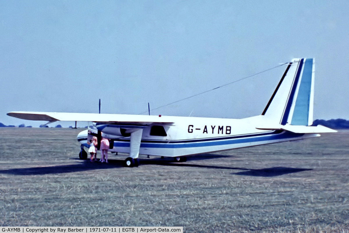 G-AYMB, 1970 Britten-Norman BN-2A-6 Islander C/N 200, Britten-Norman BN-2-A6 Islander [0200] (Britten-Norman) Booker~G 11/07/1971. From a slide.