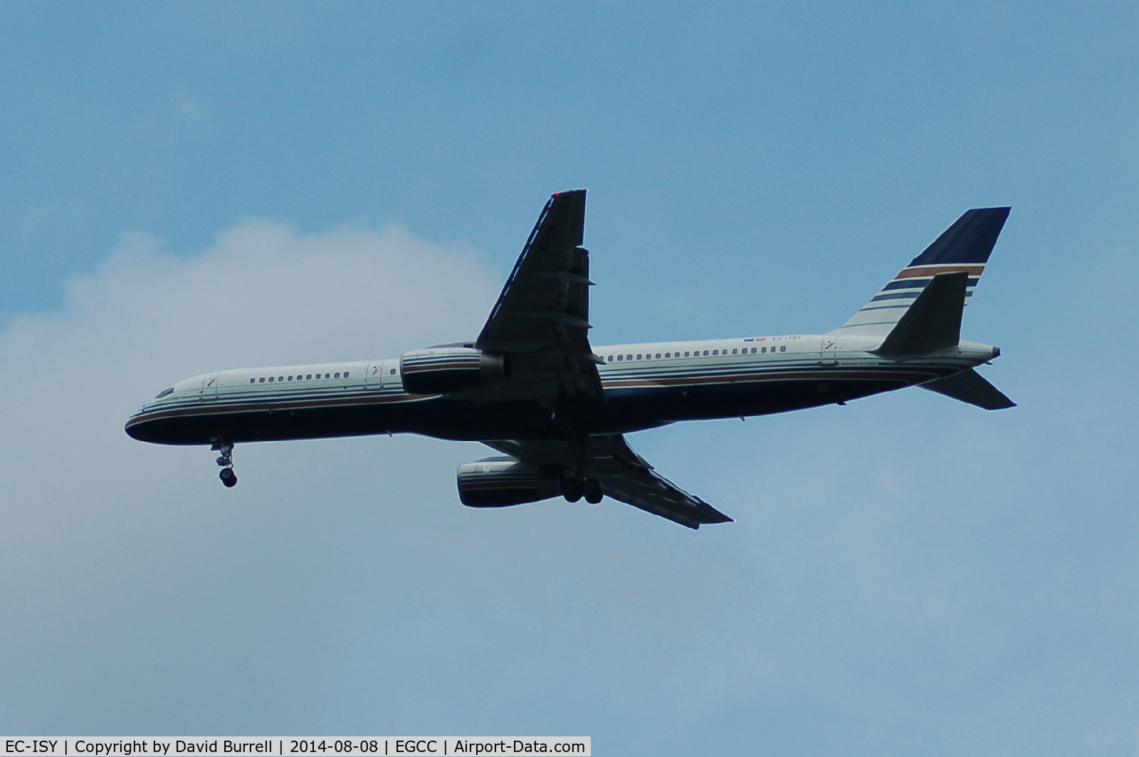 EC-ISY, 1993 Boeing 757-256 C/N 26241, Privilege Style Boeing 757-256 EC-ISY on approach to Manchester Airport.