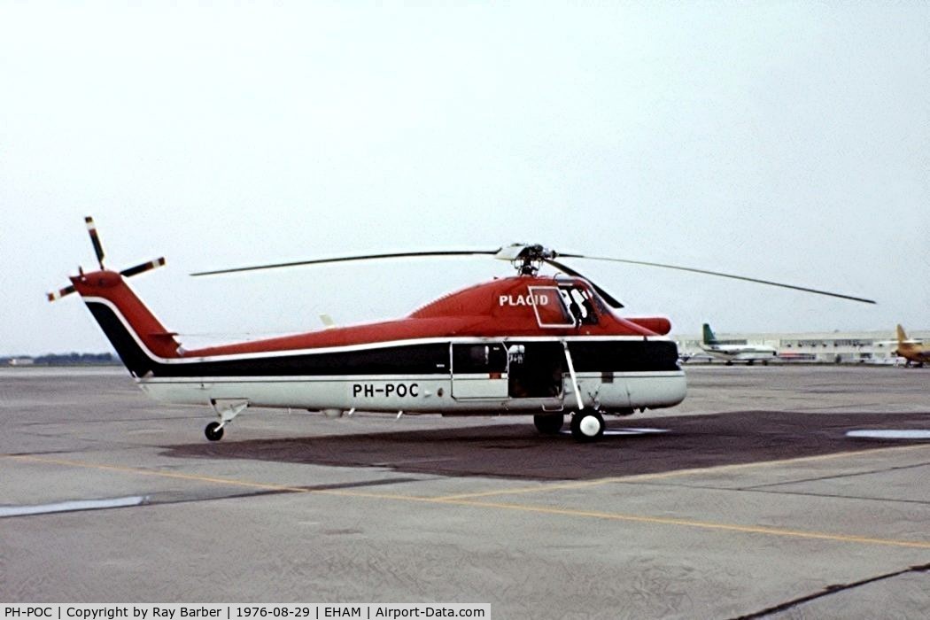 PH-POC, 1957 Sikorsky S-58ET C/N 58-721, Sikorsky S-58ET [58-721] (Placid) Amsterdam-Schiphol~PH 29/08/1976. From a slide.