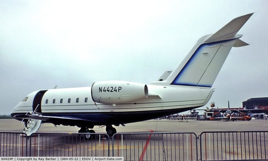 N4424P, 1983 Canadair Challenger 600 (CL-600-1A11) C/N 1053, Canadair 600S Challenger [1053] Hannover~D 22/05/1984. From a slide.