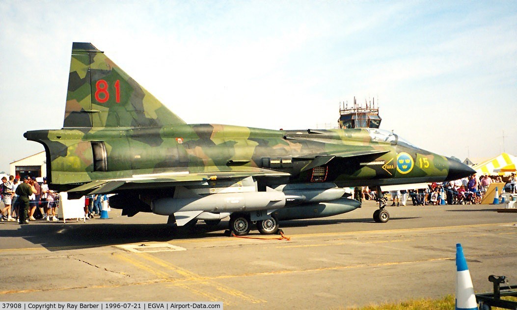 37908, Saab SH 37 Viggen C/N 37908, Saab SH-37 Viggen [37908] (Swedish Air Force) RAF Fairford~G 21/07/1996