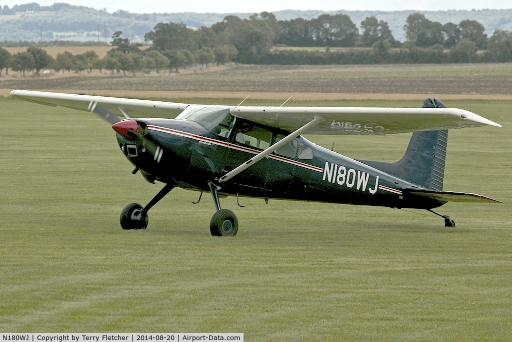 N180WJ, 1977 Cessna 180K Skywagon C/N 18052873, Visitor to the 2014 Midland Spirit Fly-In at Bidford Gliding Centre