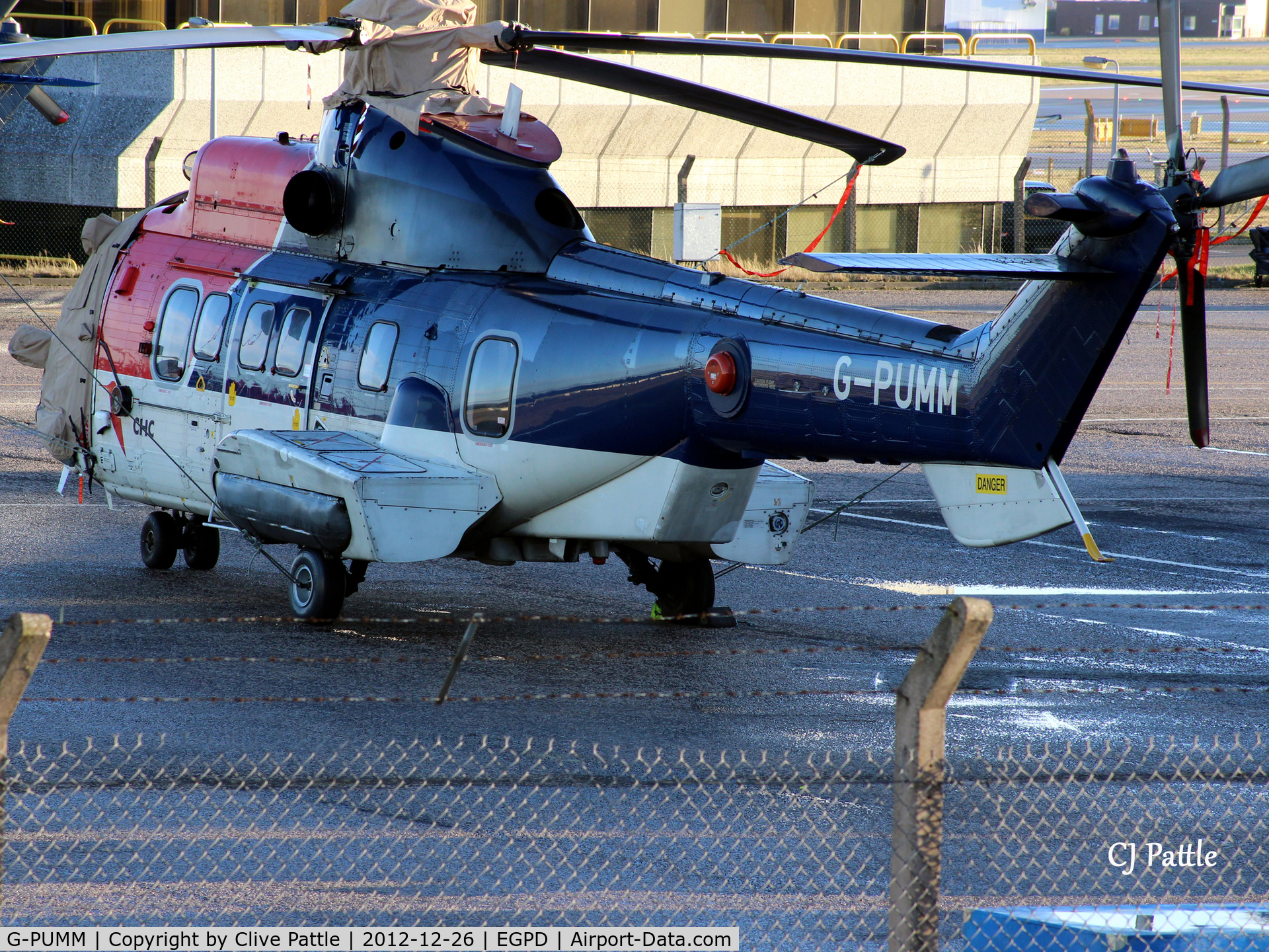 G-PUMM, 1998 Eurocopter AS-332L2 Super Puma Mk2 C/N 2477, Parked up on the CHC apron at Aberdeen EGPD