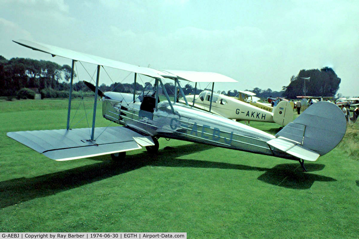 G-AEBJ, 1936 Blackburn B.2 Series 1 C/N 6300/8, Blackburn B.2 [6300/8] Old Warden~G 30/06/1974. From a slide.