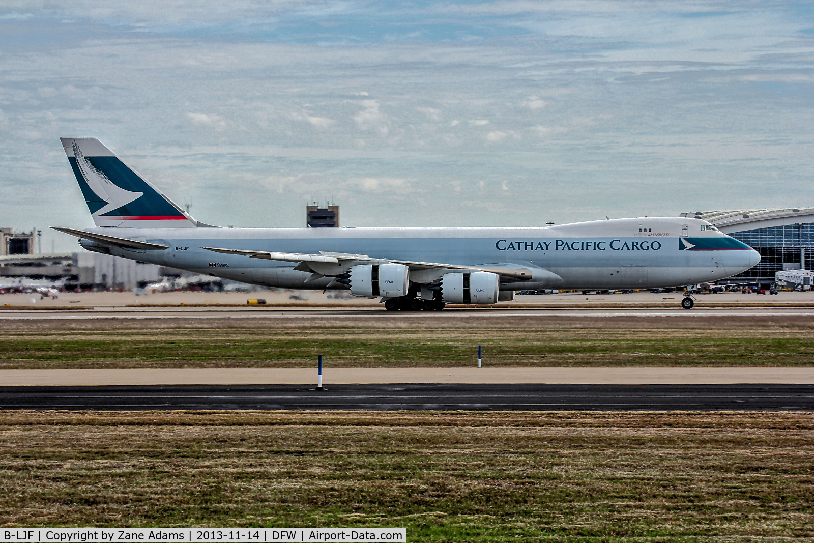 B-LJF, 2011 Boeing 747-867F/SCD C/N 39243, Cathay Pacific 747-8F at DFW Airport