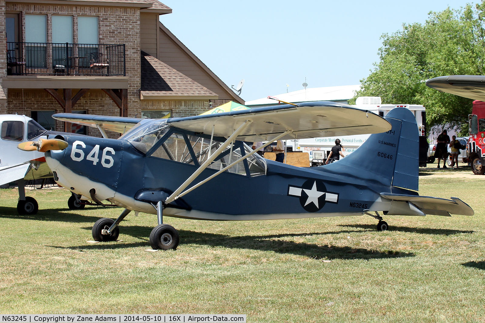 N63245, 1943 Stinson L-5 Sentinel C/N 76-617, At the Propwash Party fly-in 2014