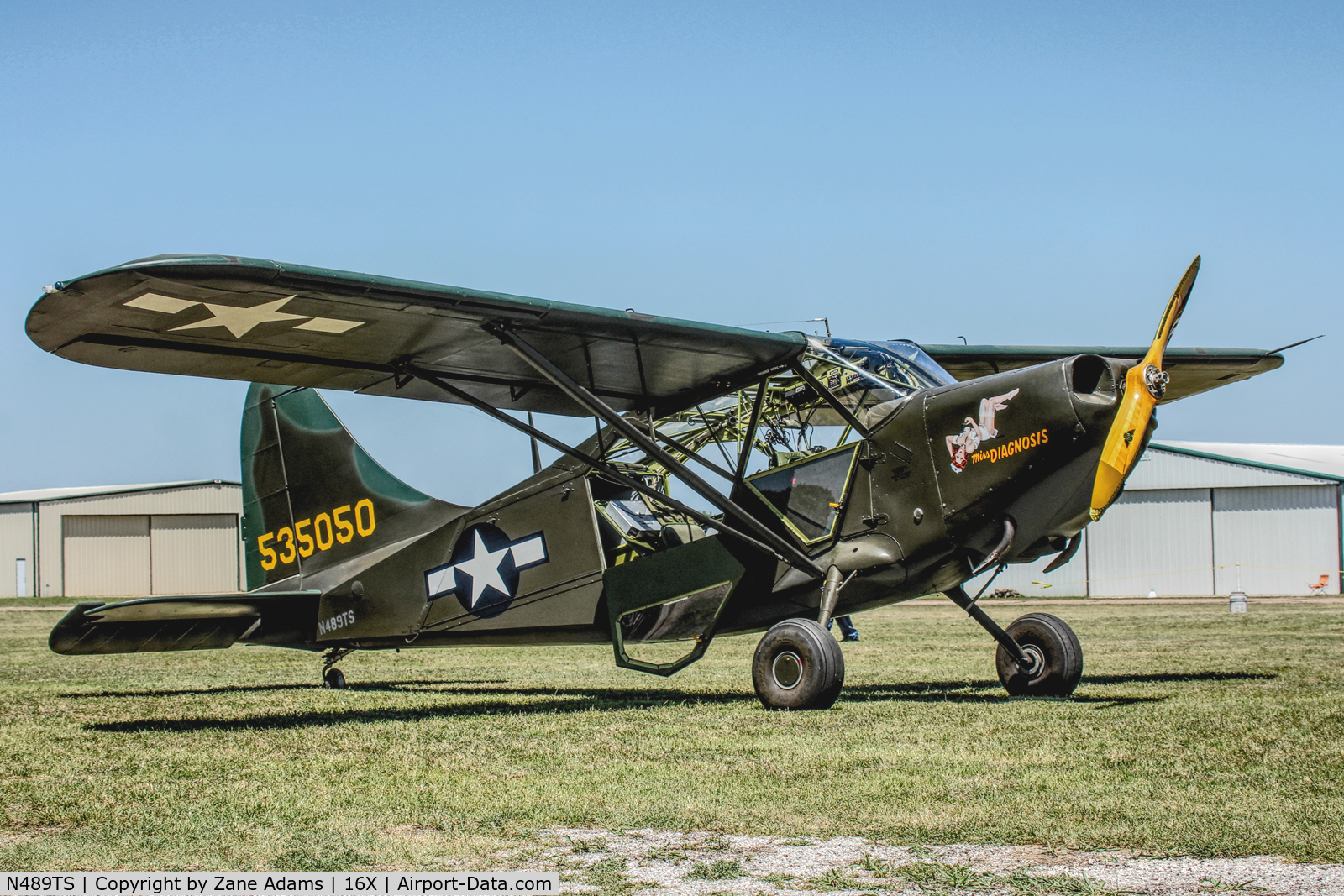 N489TS, 1946 Stinson L-5G Sentinel C/N 76-4629, At the Propwash Party fly-in 2014