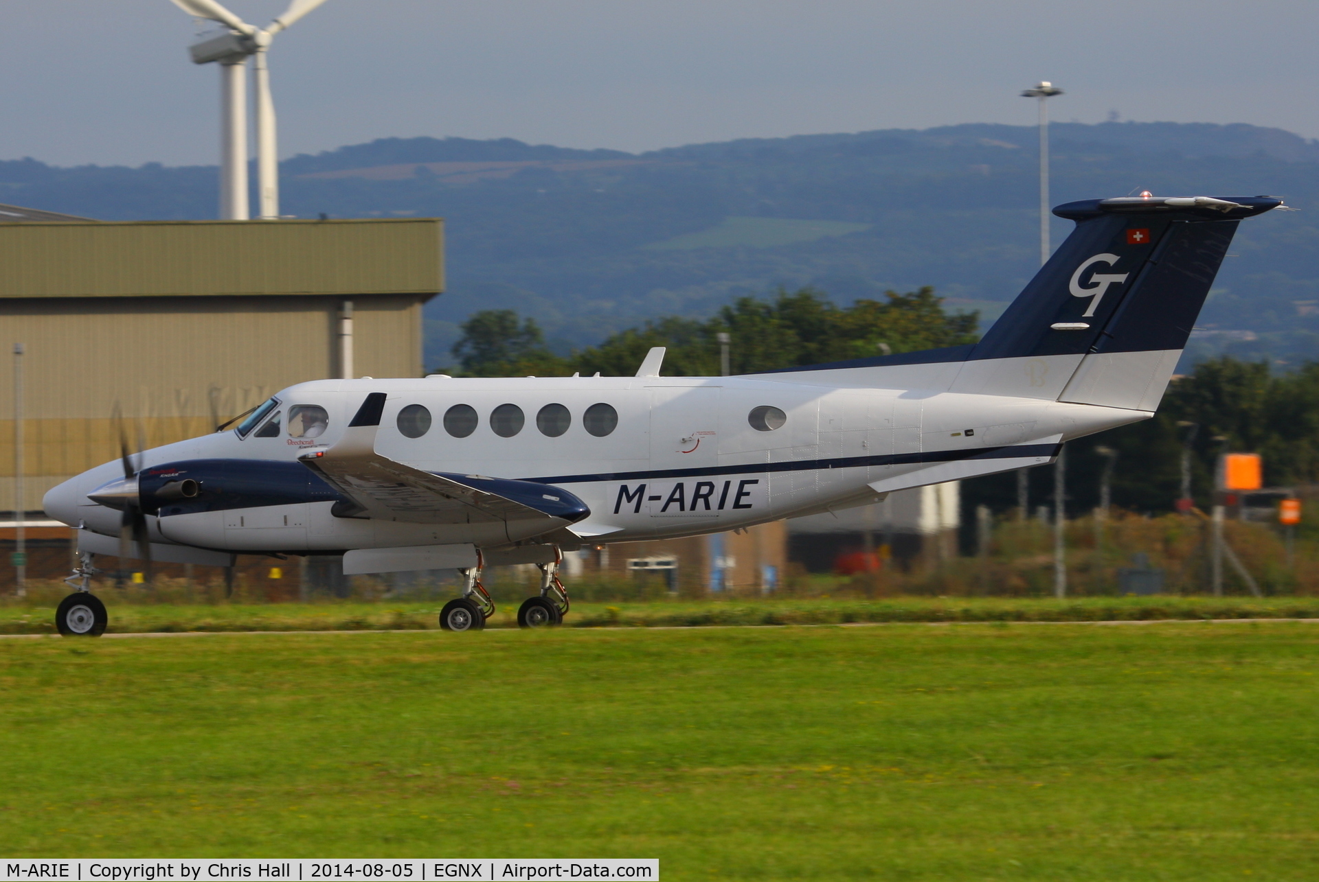 M-ARIE, 2009 Hawker Beechcraft B200GT King Air C/N BY-93, departing from East Mids
