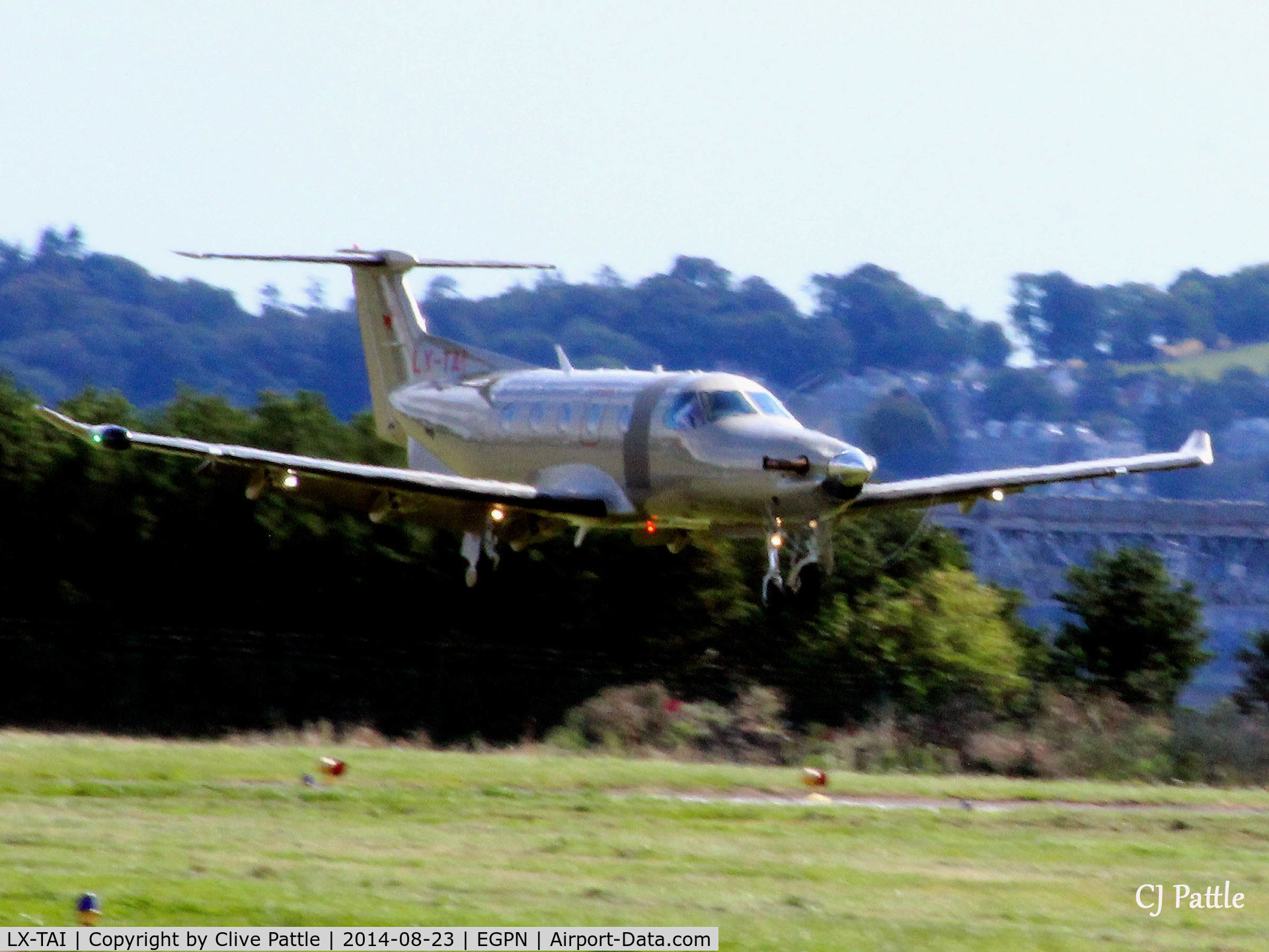 LX-TAI, 2008 Pilatus PC-12/47E C/N 1008, TAI landing at Dundee Riverside.