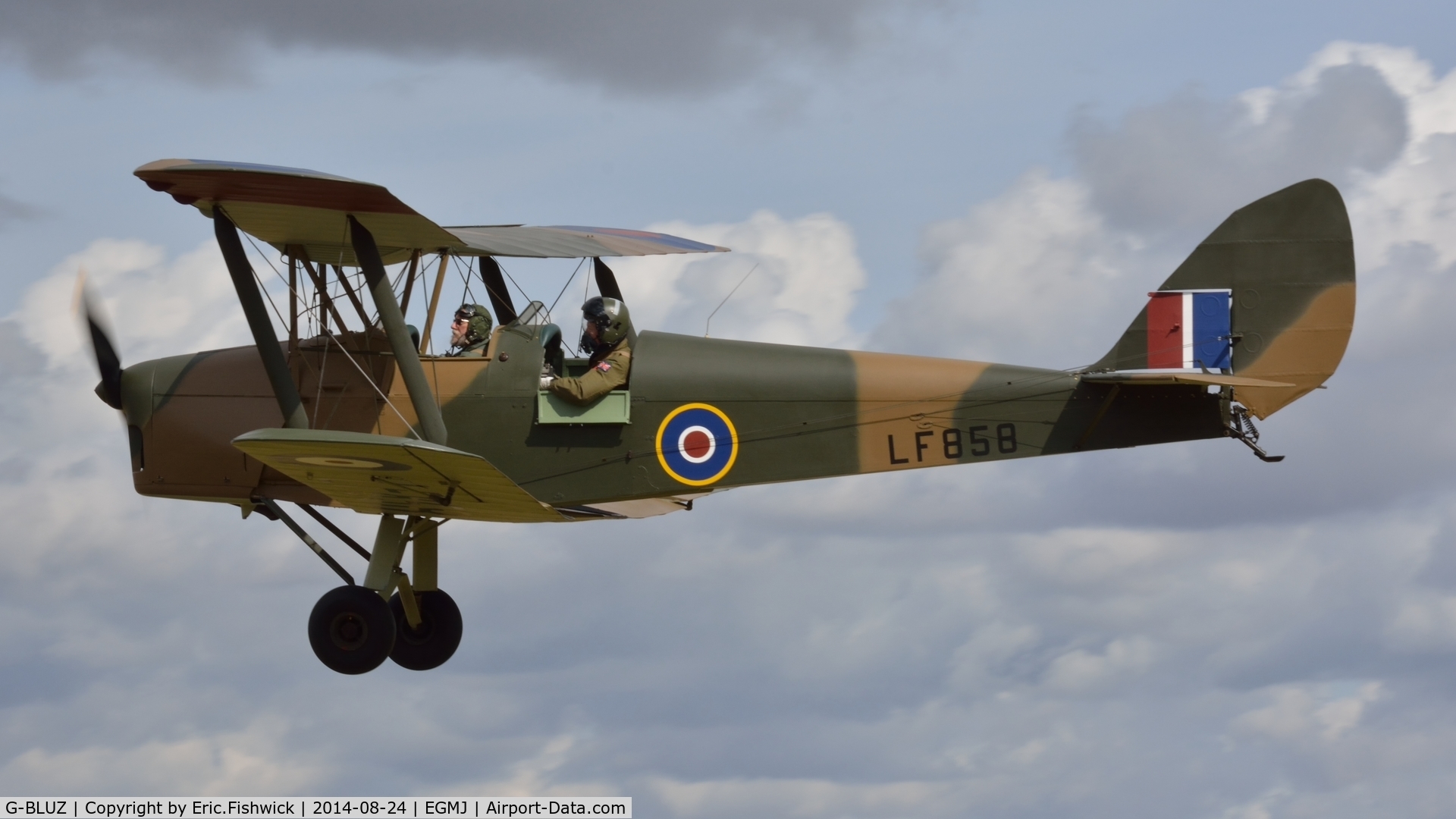 G-BLUZ, 1944 De Havilland DH.82B Queen Bee C/N 1435, 41. G-BLUZ (LF858) arriving at a superb Little Gransden Air & Car Show, Aug. 2014.