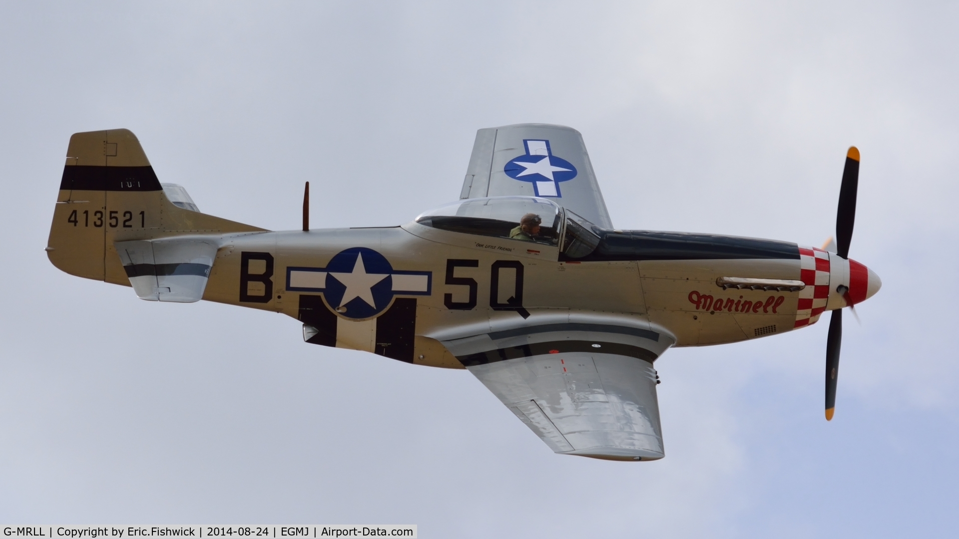 G-MRLL, 1943 North American P-51D Mustang C/N 109-27154, 42. 'Marinell' in display mode at a superb Little Gransden Air & Car Show, Aug. 2014.