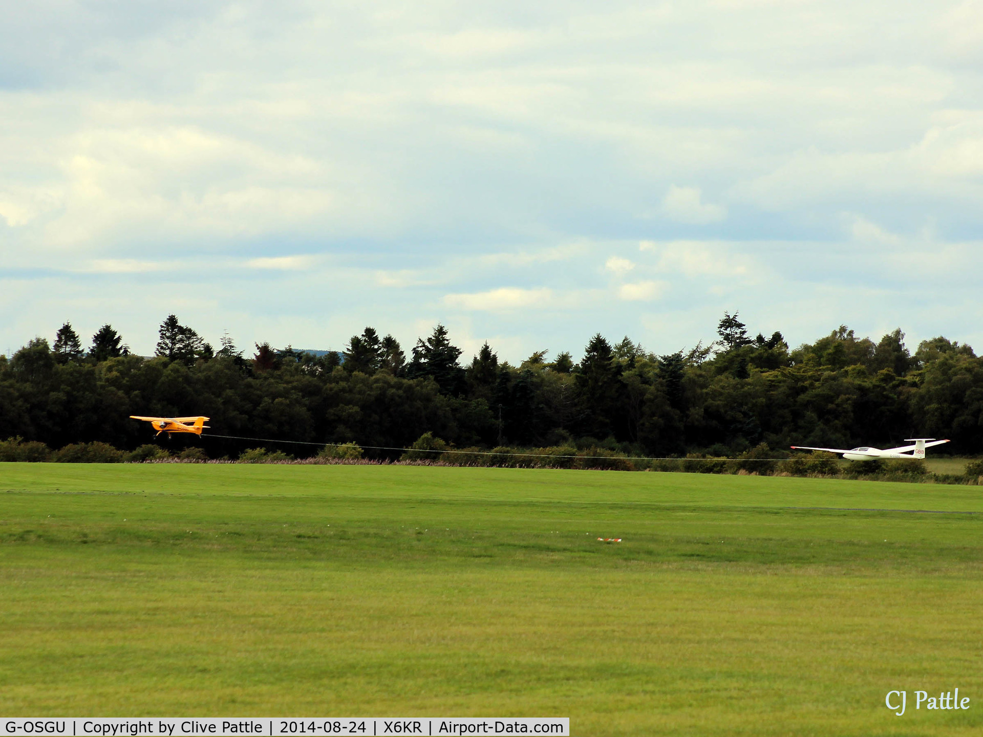 G-OSGU, 2014 Aeropro Eurofox 912(S) C/N LAA 376-15214, OSGU seen in action at Portmoak, Kinross, Scotland launching aero-tow of G-CGBB.