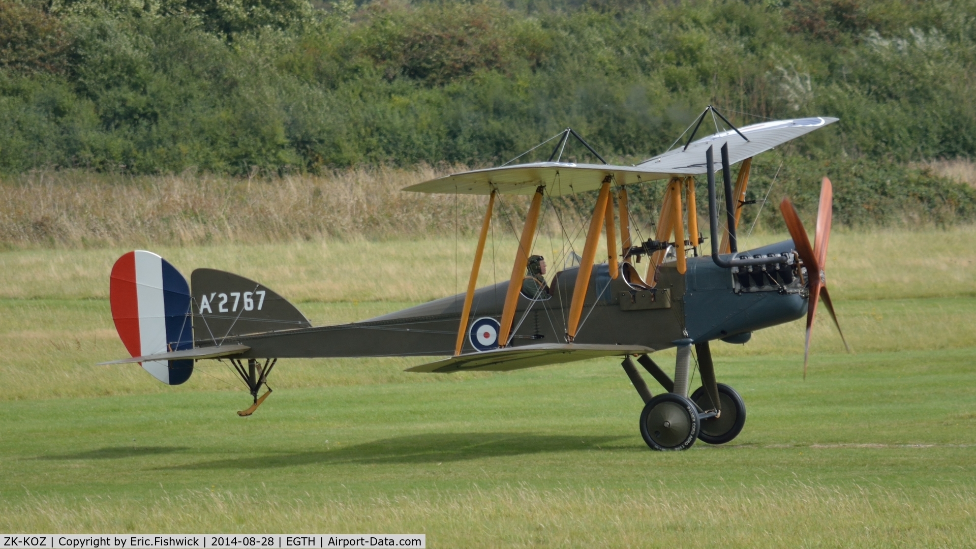 ZK-KOZ, 2014 Royal Aircraft Factory BE-2e Replica C/N 752, 3. ZK-KOZ (A'2767) preparing to depart The Shuttleworth Collection.
