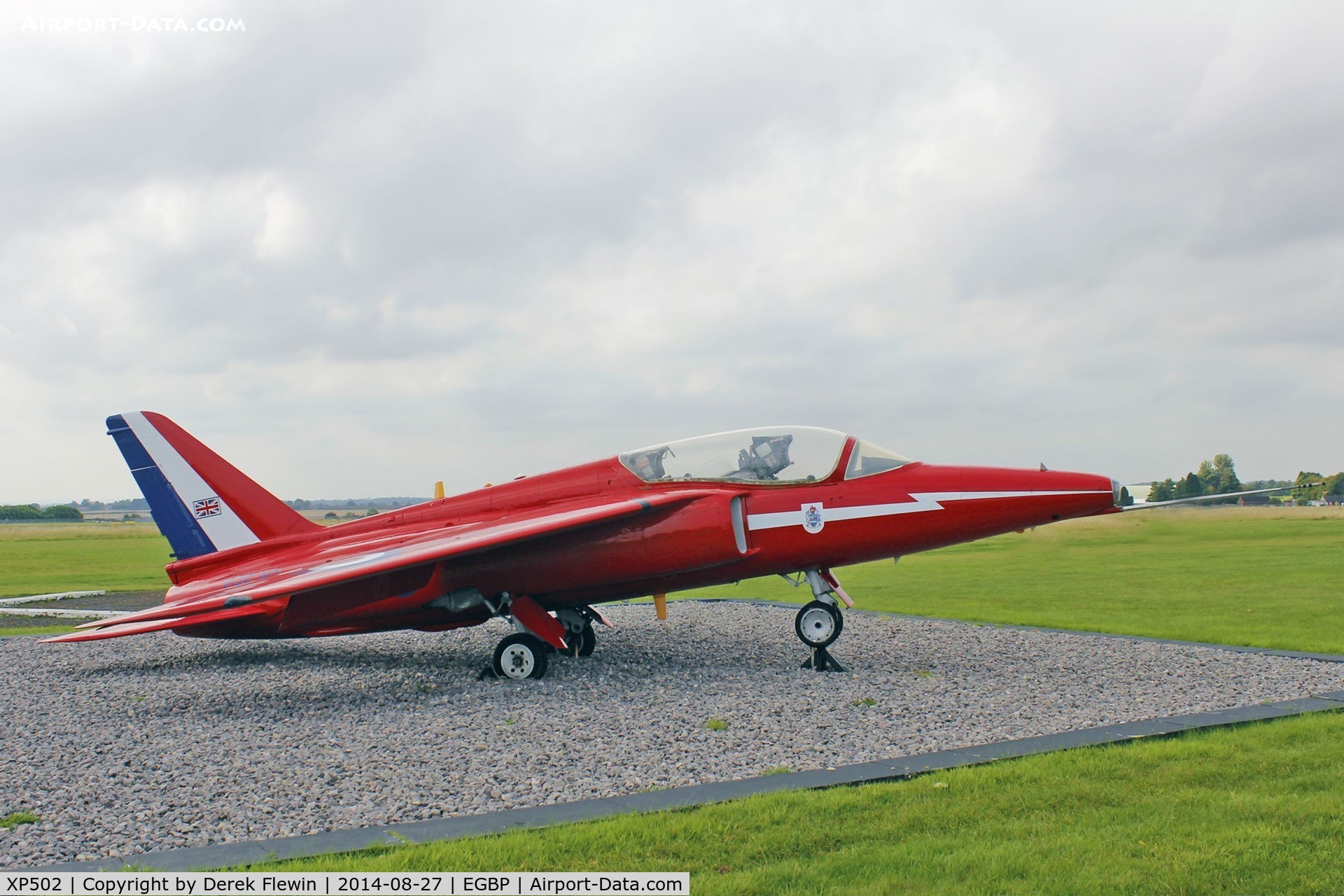 XP502, 1962 Folland Gnat T.1 C/N FL517, Seen at kemble, painted up as Red Arrow XR540, XP502 never served in the Red Arrows.