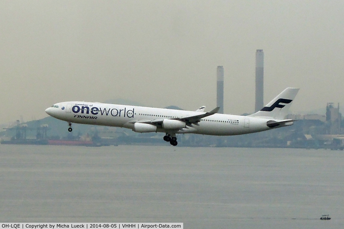 OH-LQE, 2008 Airbus A340-313E C/N 938, At Hong Kong