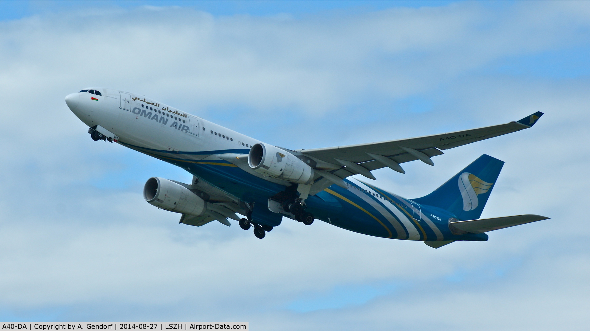 A40-DA, 2009 Airbus A330-243 C/N 1038, Oman Air, is here climbing out Zürich-Kloten(LSZH), bound for Muscat(OOMS)