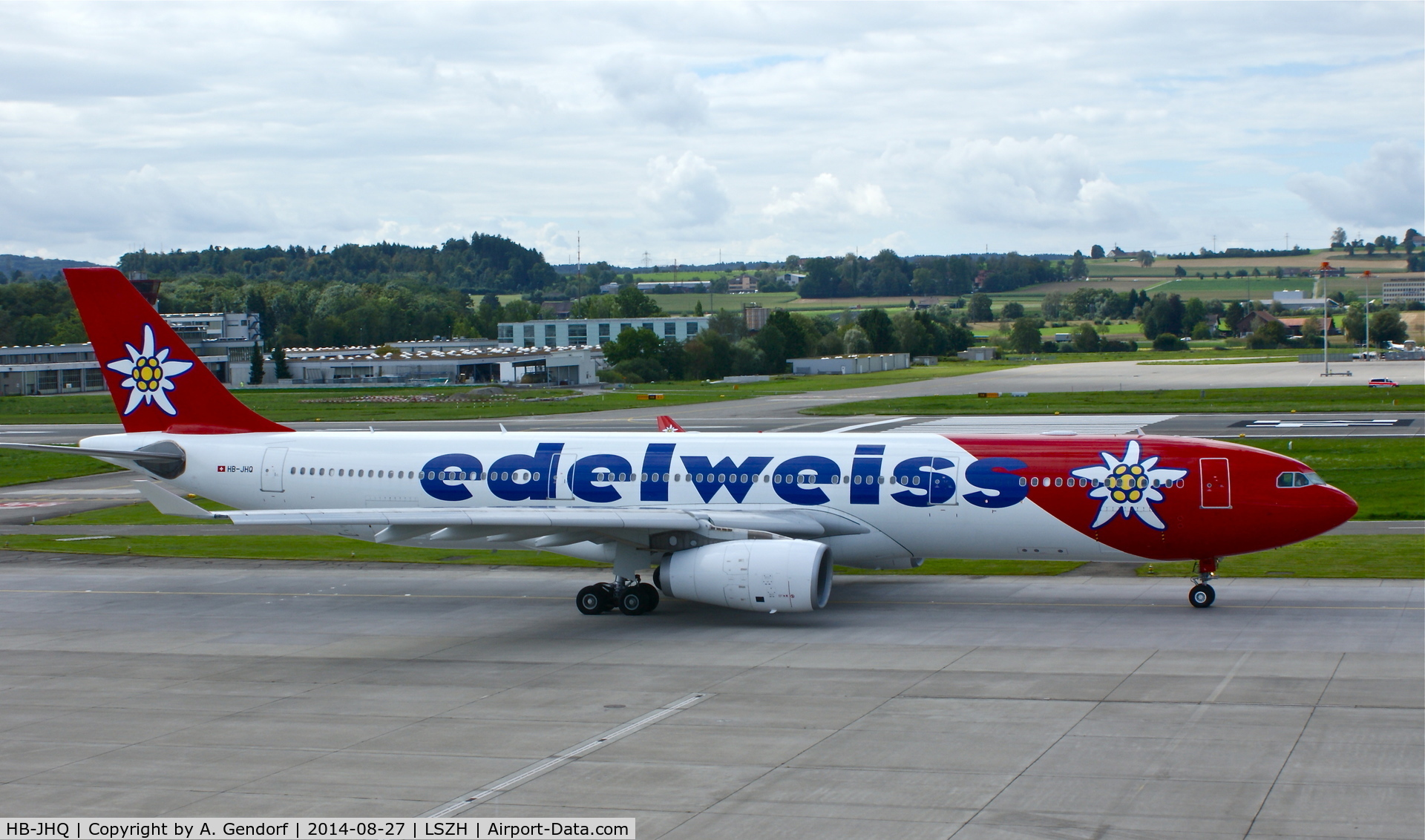 HB-JHQ, 2010 Airbus A330-343X C/N 1193, Edelweiss Air, is here taxiing at Zürich-Kloten(LSZH)