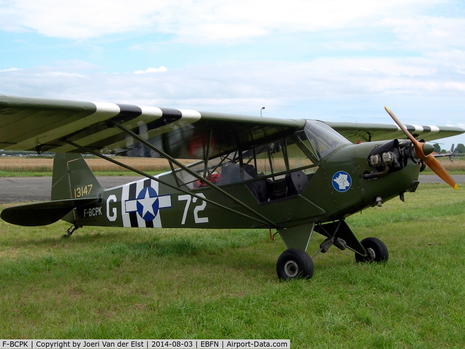 F-BCPK, 1945 Piper L-4J Grasshopper (J3C-65D) C/N 13147, Fly-in Koksijde 2014