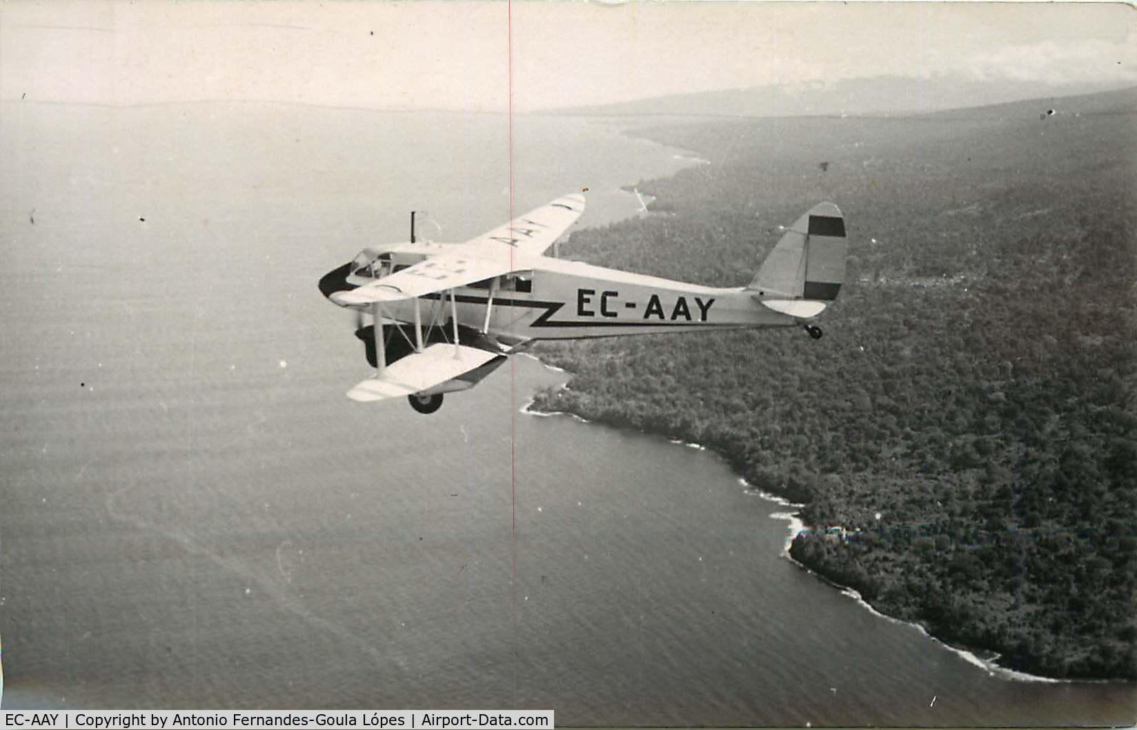 EC-AAY, De Havilland DH-89A Dragon Rapide C/N 6277, Over Fernando Poo (now Malabo), between 1945 & 1950