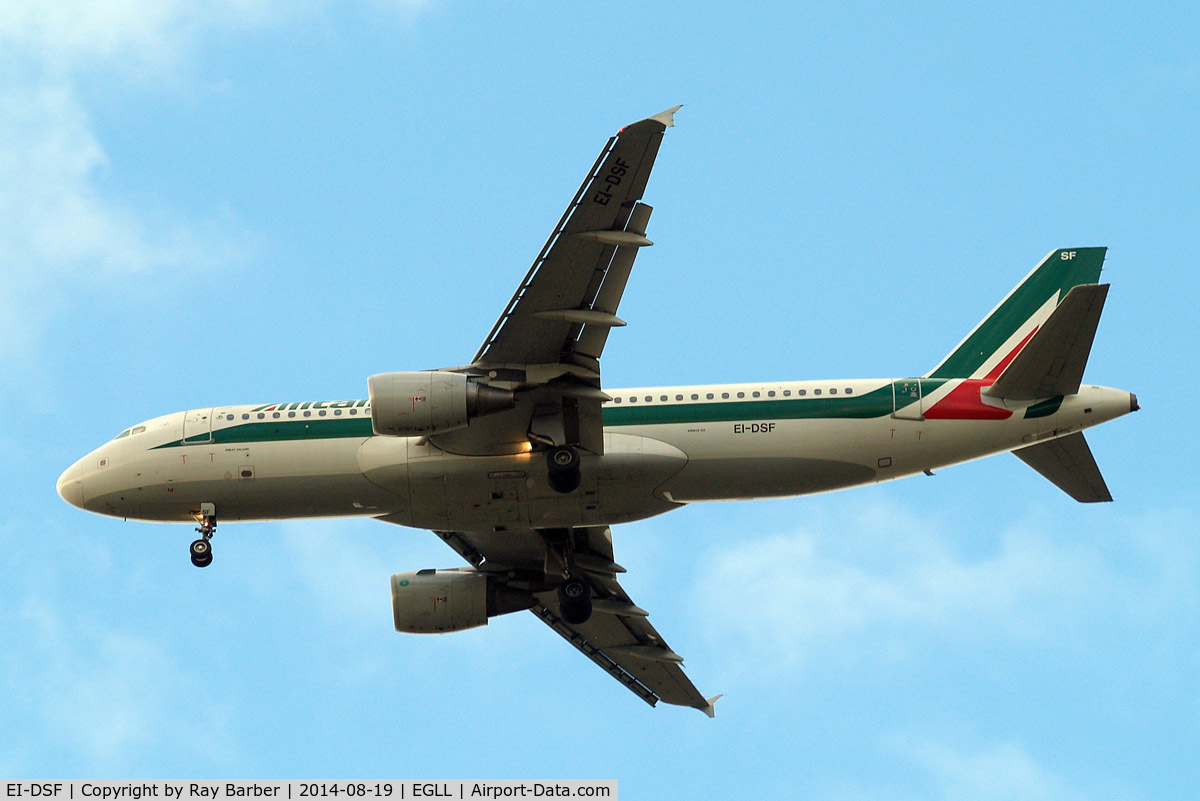 EI-DSF, 2007 Airbus A320-216 C/N 3080, Airbus A320-216 [3080] (Alitalia) Home~G 19/08/2014. On approach 27R.