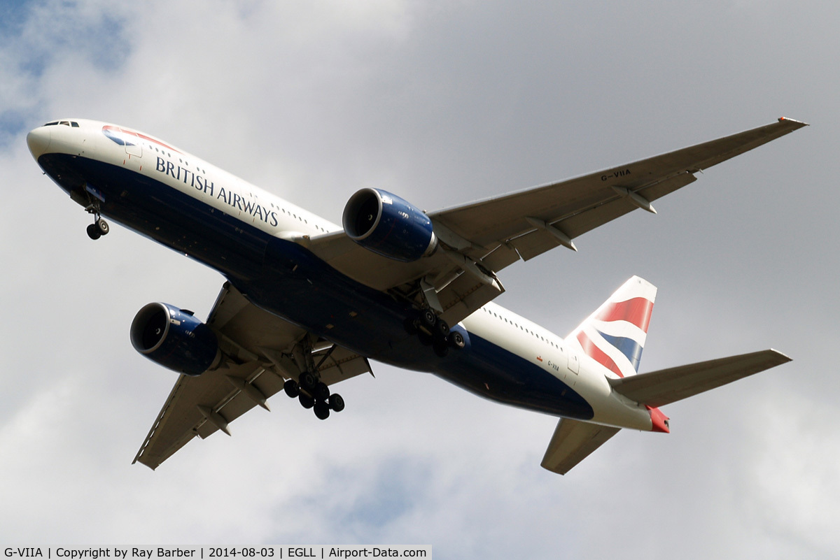 G-VIIA, 1997 Boeing 777-236 C/N 27483, Boeing 777-236ER [27483] (British Airways) Home~G 03/08/2014. On approach 27R.