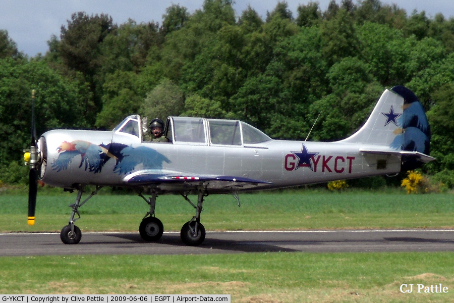 G-YKCT, 1990 Bacau Yak-52 C/N 9010307, Displaying at the Perth EGPT Airshow EGPT 2009