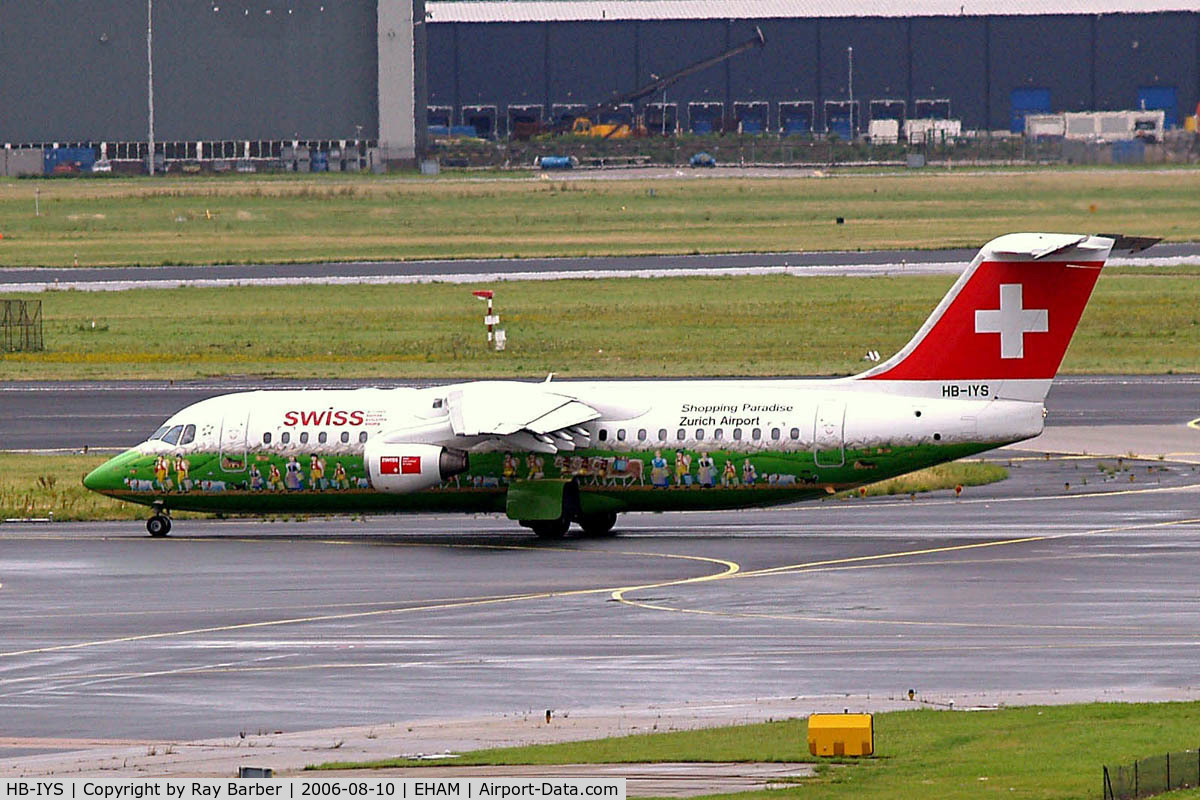 HB-IYS, 2001 British Aerospace Avro 146-RJ100 C/N E3381, British Aerospace BAe 146 RJ100 [E3381] (Swiss European Air Lines) Amsterdam-Schiphol~PH 10/08/2006