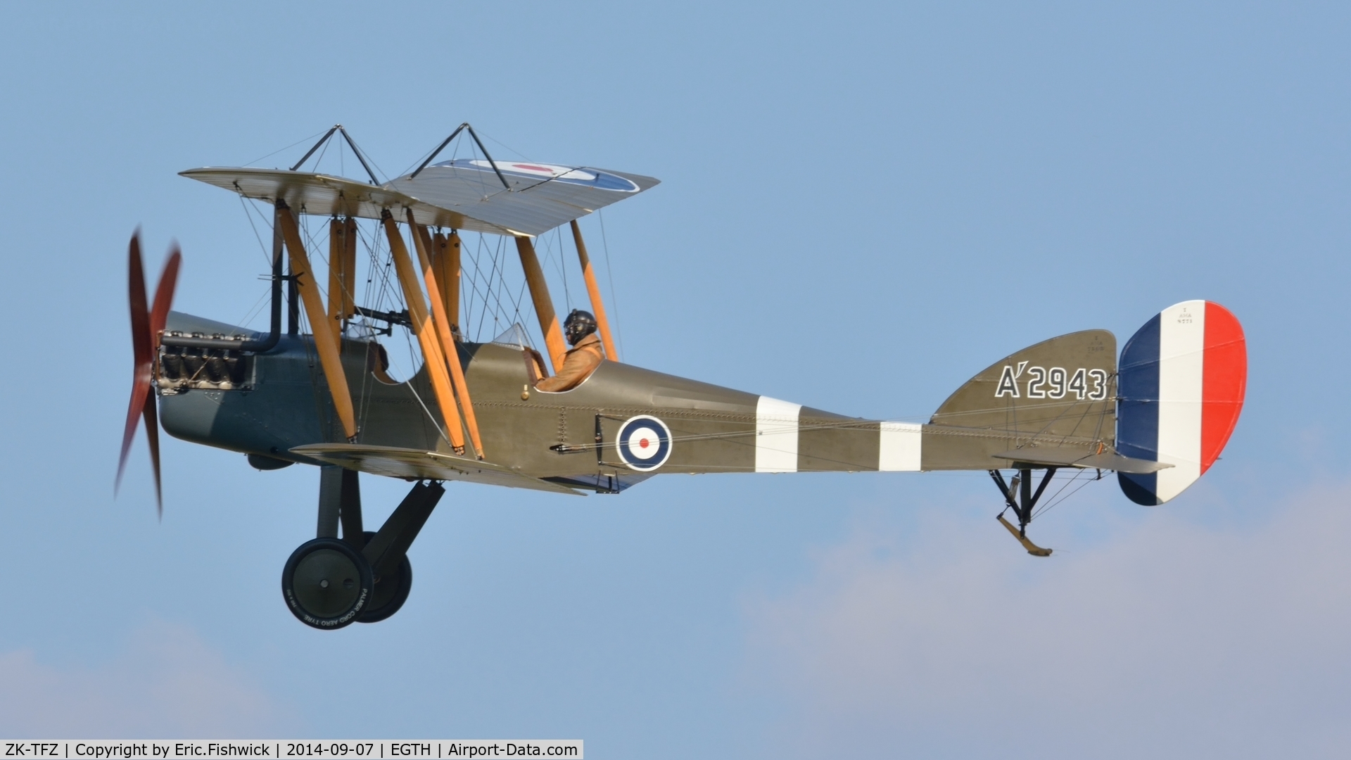 ZK-TFZ, Royal Aircraft Factory BE-2e Replica C/N 753, 41. A'2943 in display mode at the glorious Shuttleworth Pagent Airshow, Sep. 2014.