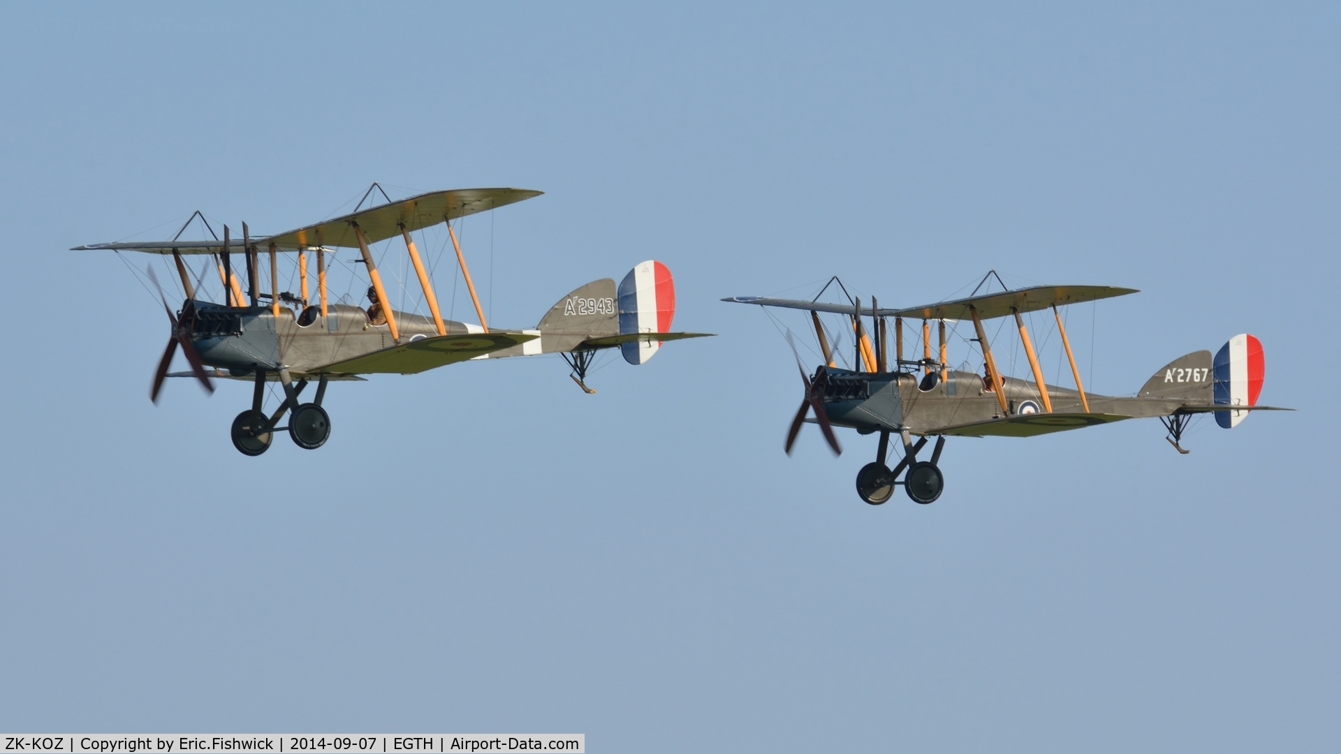 ZK-KOZ, 2014 Royal Aircraft Factory BE-2e Replica C/N 752, 45. K'2767 and A'2943 at the glorious Shuttleworth Pagent Airshow, Sep. 2014.