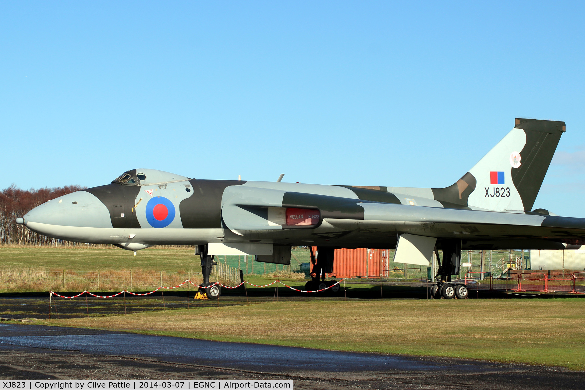XJ823, 1961 Avro Vulcan B.2A C/N Set 23, On display with the Solway Aviation Museum at Carlisle airport