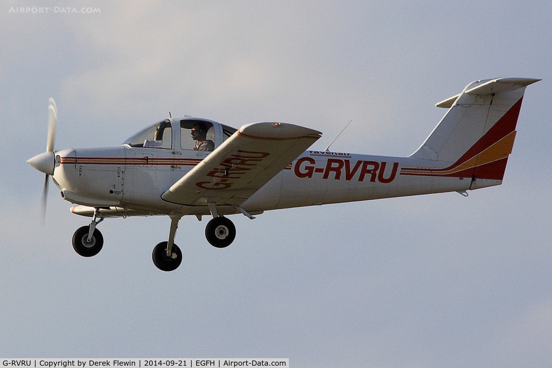 G-RVRU, 1980 Piper PA-38-112 Tomahawk Tomahawk C/N 38-80A0081, Visiting Tomahawk, Liverpool based, previously OO-HKD, OO-GME, G-BKMK, G-NCFE, seen departing runway 22 at EGFH en-route to EGGP.