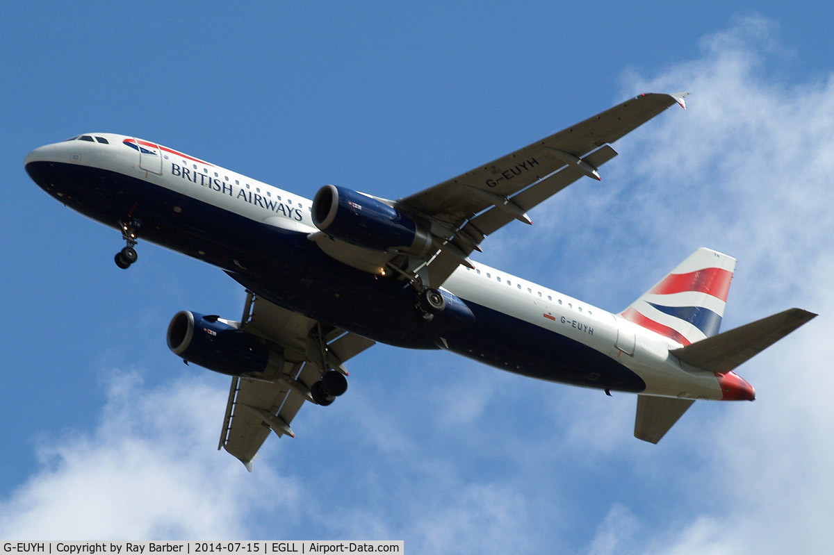 G-EUYH, 2010 Airbus A320-232 C/N 4265, Airbus A320-232 [4265] (British Airways) Home~G 15/07/2014. On approach 27R.