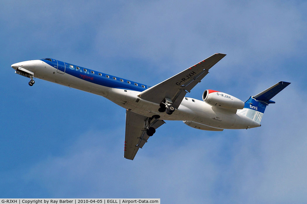 G-RJXH, 2001 Embraer EMB-145EP (ERJ-145EP) C/N 145442, Embraer ERJ-145EP [145442] (bmi Regional) Home~G 05/04/2010. On approach 27R.