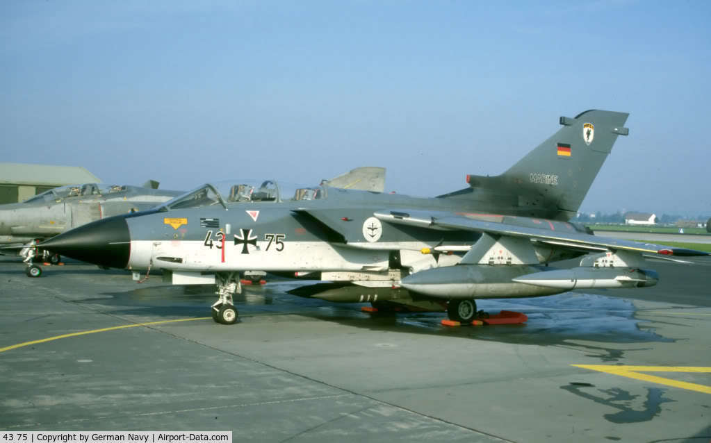 43 75, 1983 Panavia Tornado IDS C/N 196/GS048/4075, Tornado 43+75 as it looked when operational with Marinefliegergeschwader 1 (MFG 1).