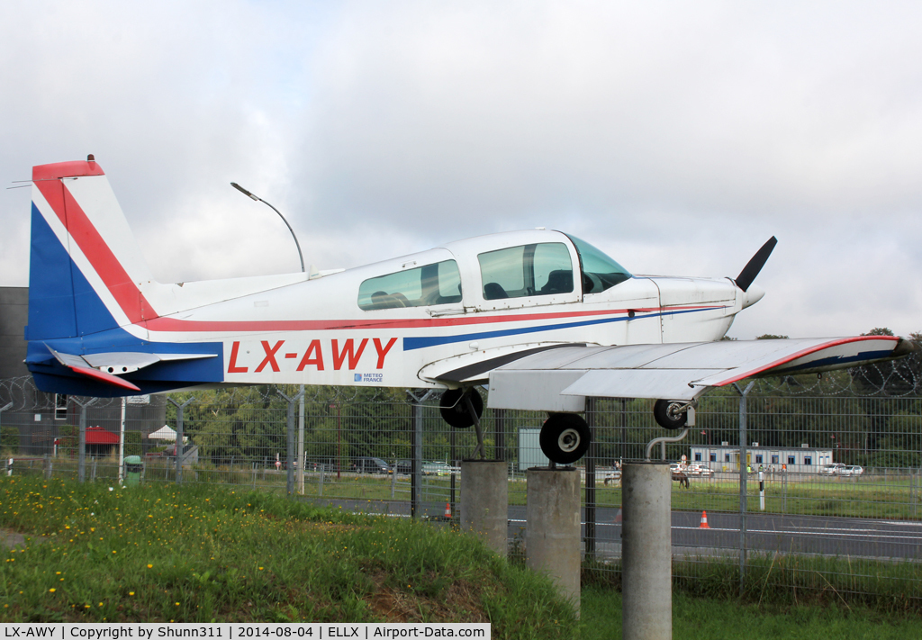 LX-AWY, 1975 Grumman American AA-5 Traveler C/N AA5-0723, Guate guard at the Luxemburg Airclub...