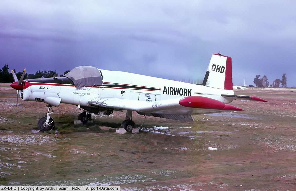 ZK-DHD, NZ Aerospace FU24-950 C/N 169, Rangiora Airport c. 1978 Topdresser flown by the late Peter Irvine