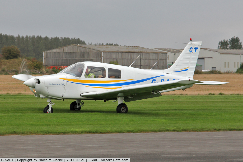 G-SACT, 1988 Piper PA-28-161 Cadet C/N 2841048, Piper PA-28-161 at the Real Aeroplane Club's Helicopter Fly-In, Breighton Airfield, North Yorkshire, September 21st 2014.