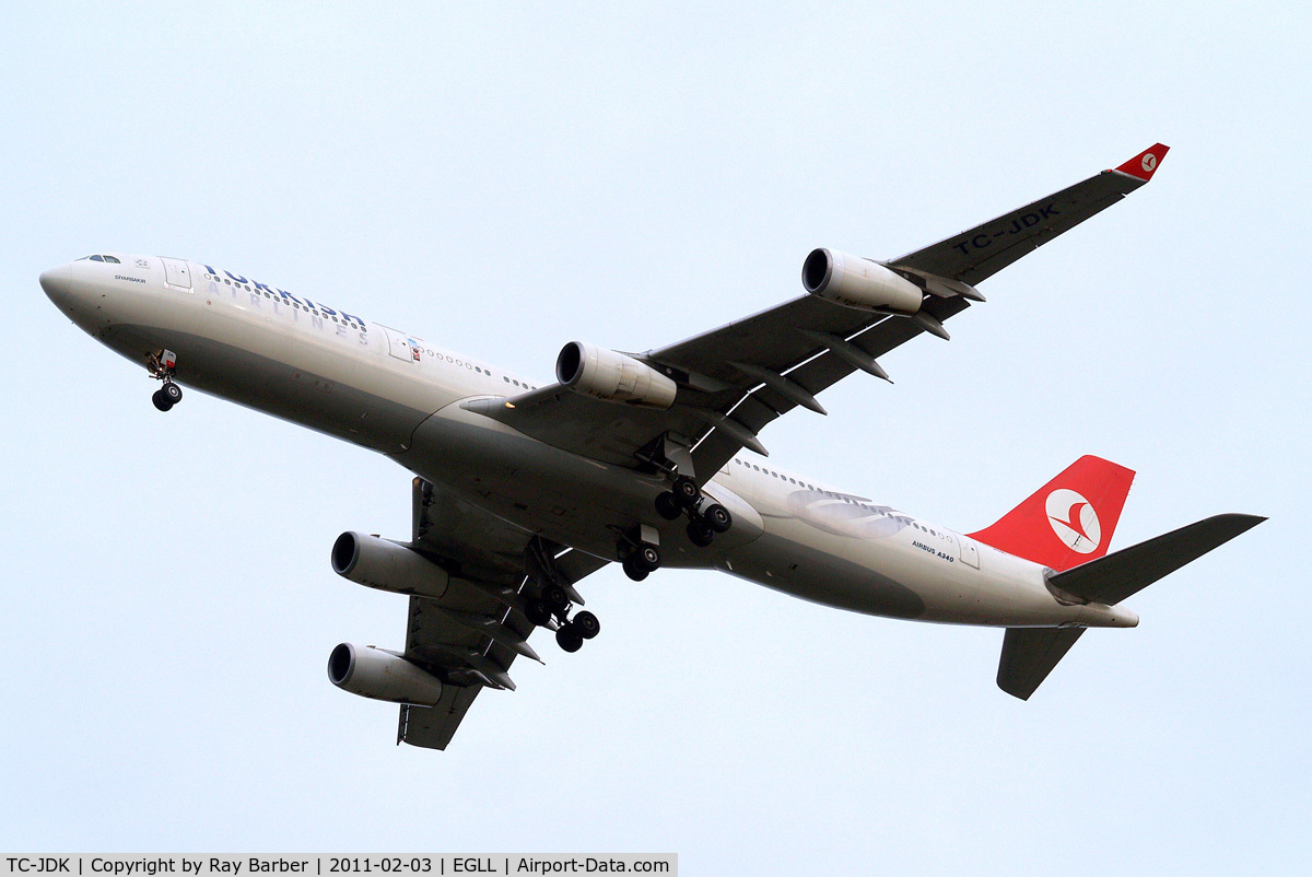 TC-JDK, 1993 Airbus A340-311 C/N 025, Airbus A340-311 [025] (THY Turkish Airlines) Home~G 03/02/2011. On approach 27R.