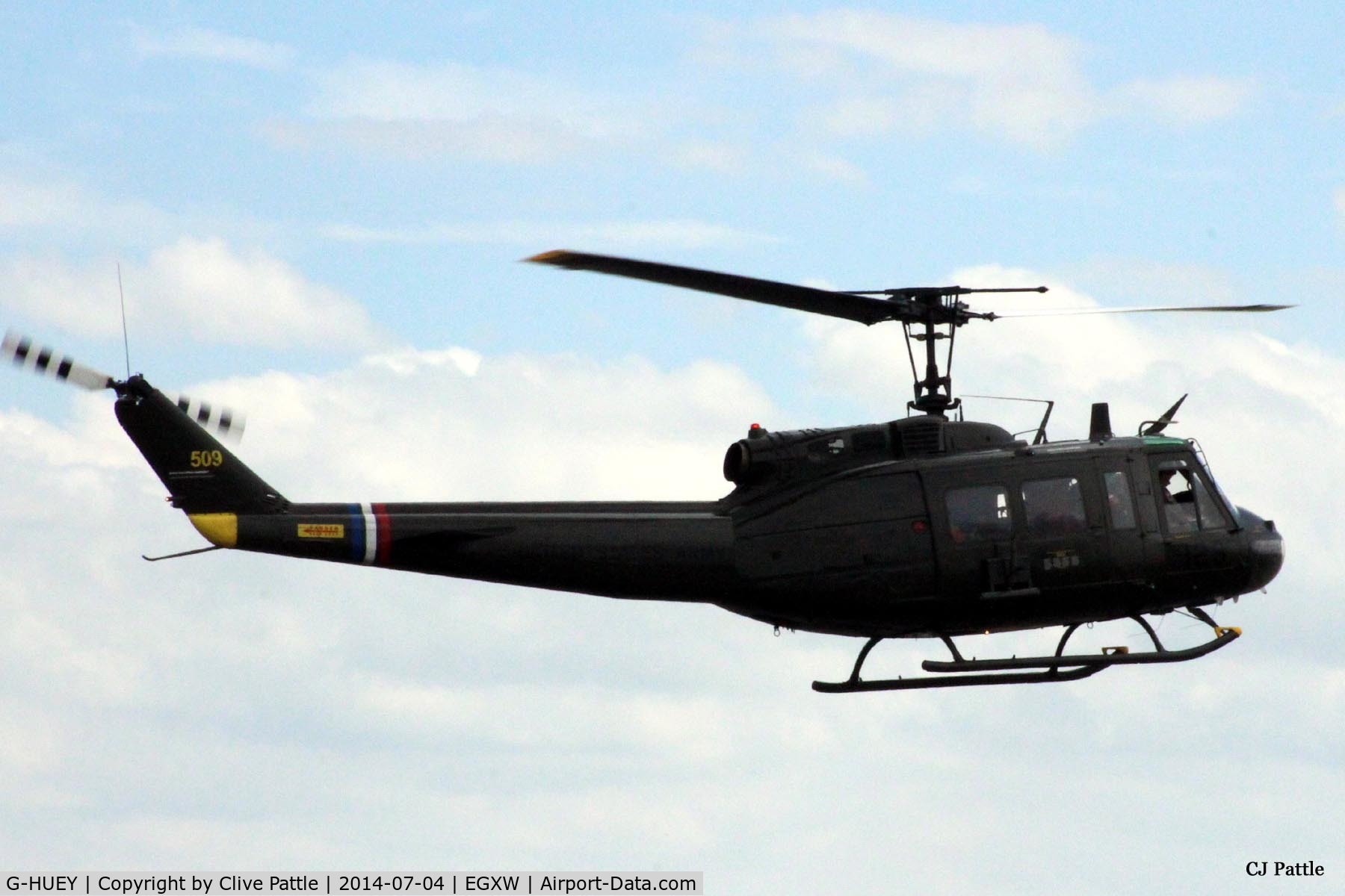 G-HUEY, 1973 Bell UH-1H Iroquois C/N 13560, On approach to Waddington Airshow 2014