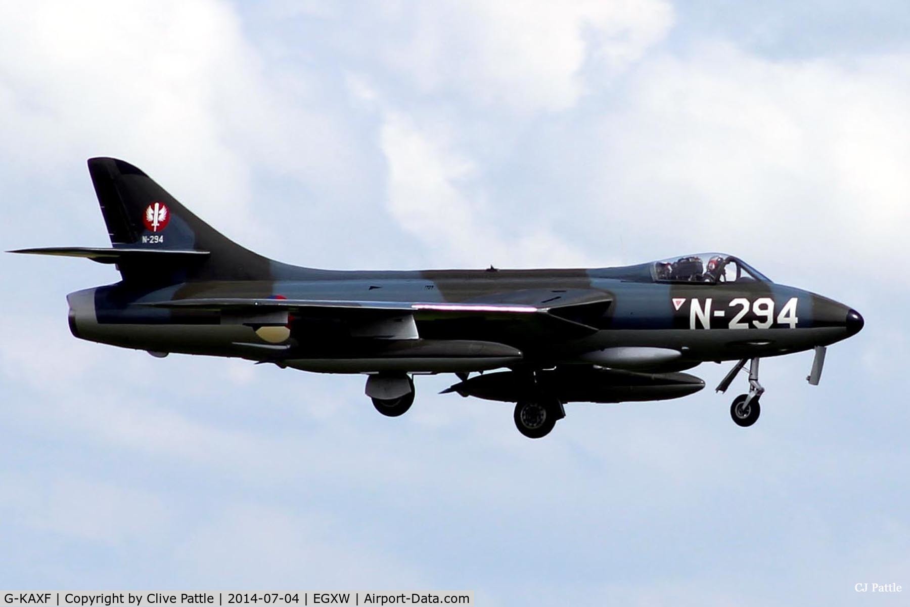 G-KAXF, 1956 Hawker Hunter F.6A C/N S4/U/3361, On approach to Waddington Airshow 2014