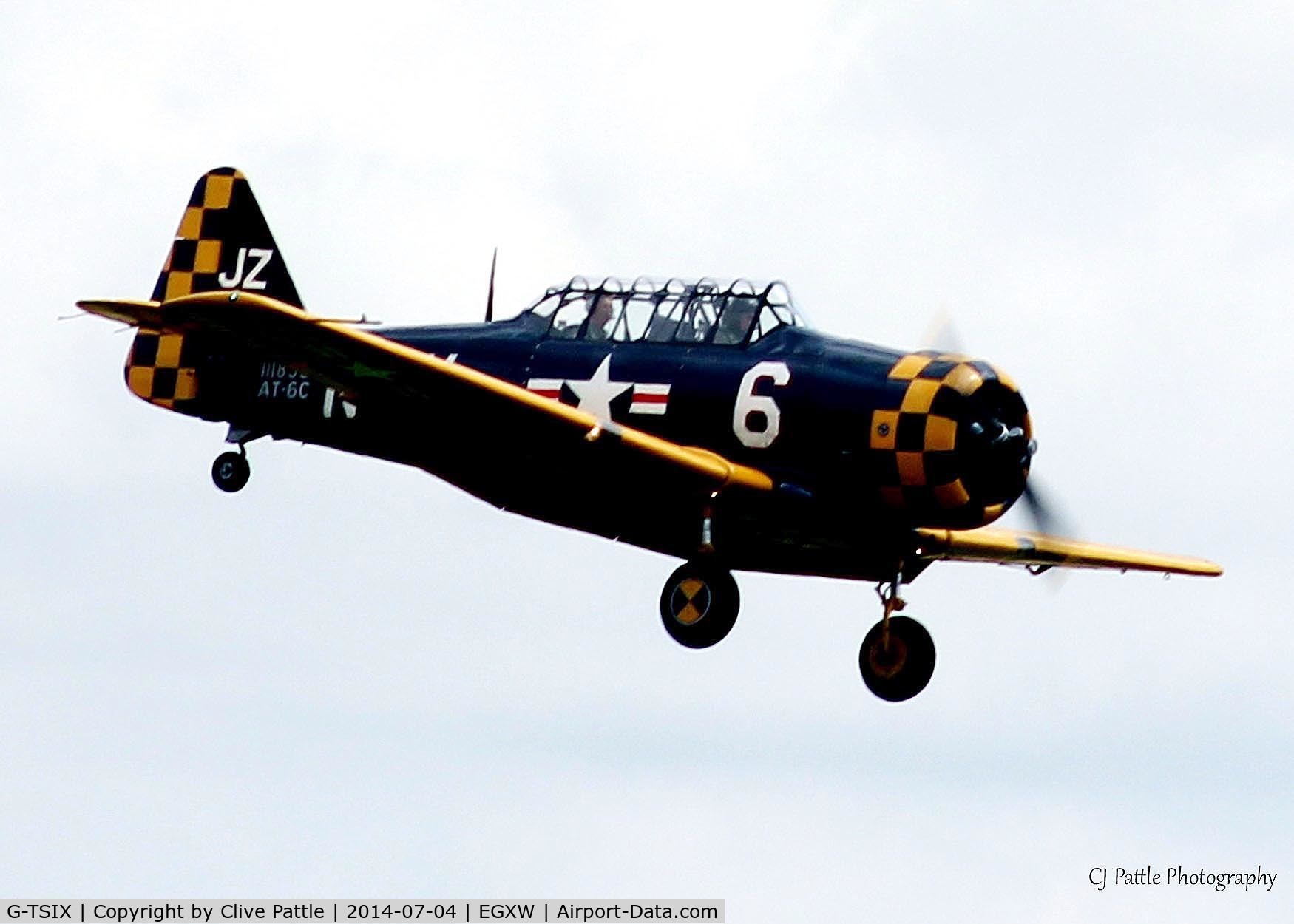 G-TSIX, 1948 North American AT-6C Harvard IIA C/N 88-9725, On approach to Waddington Airshow 2014