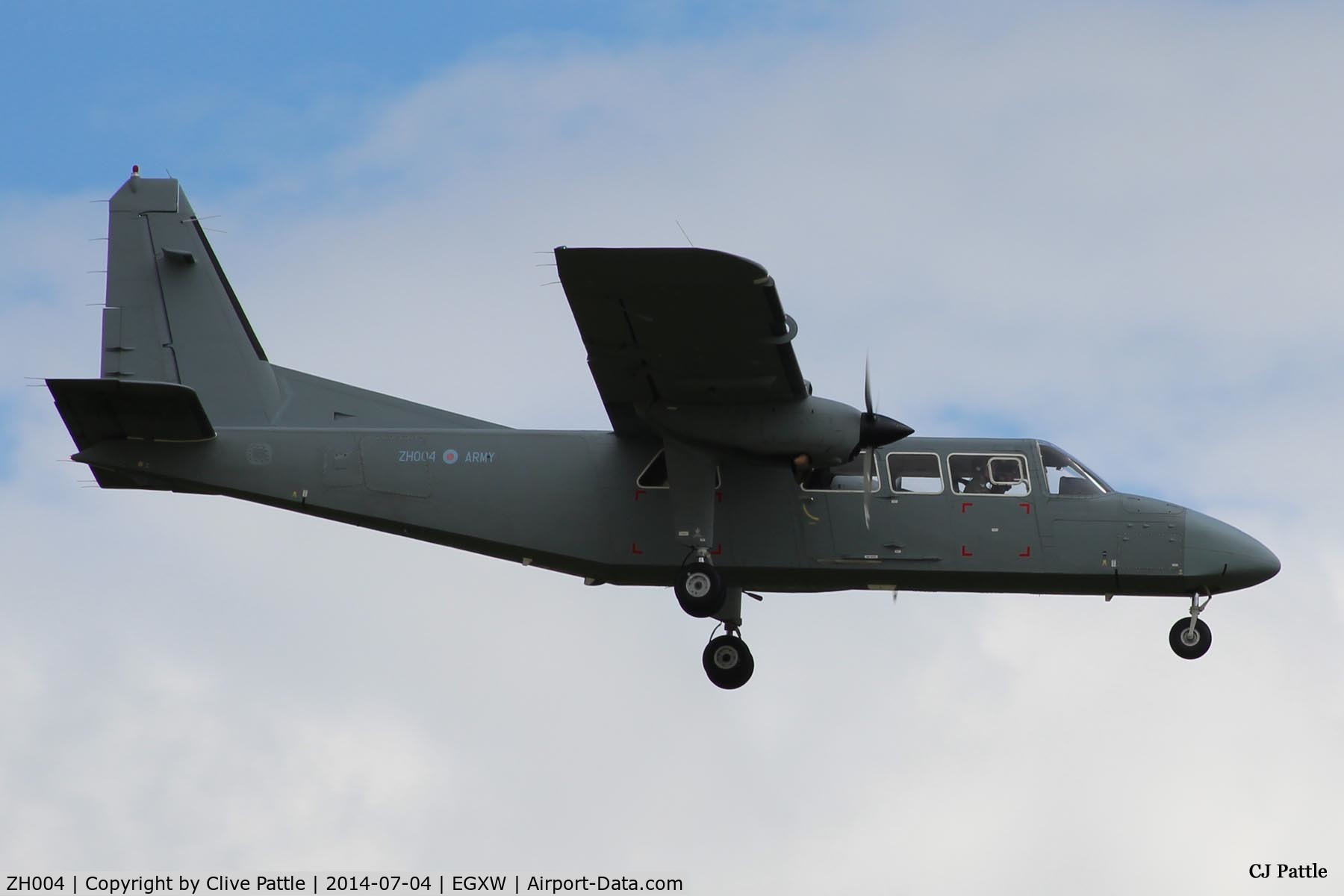 ZH004, 1997 Pilatus Britten-Norman BN-2T-4S Defender 4000 C/N 4009, On approach to Waddington Airshow 2014