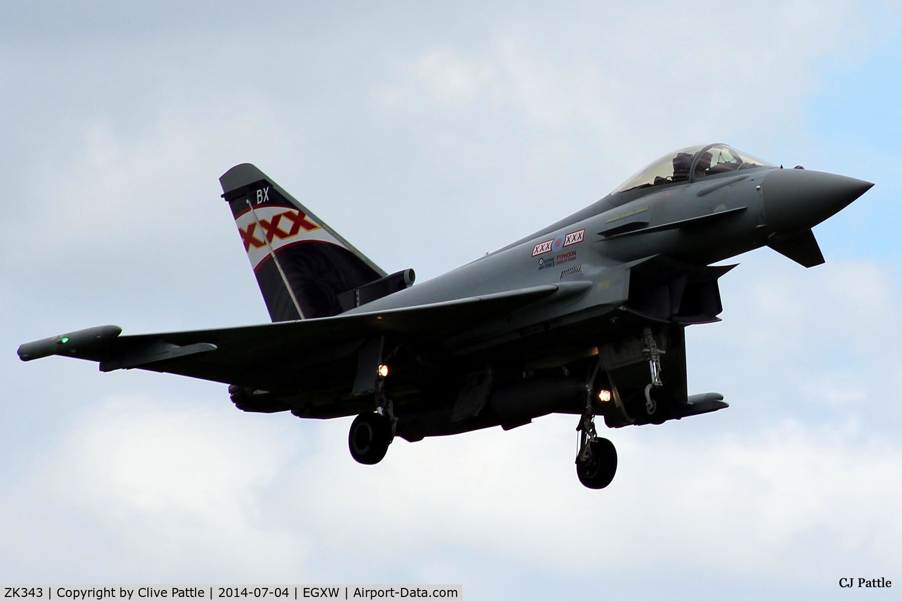 ZK343, 2012 Eurofighter EF-2000 Typhoon FGR4 C/N BS104/380, On approach to RAF Waddington for Airshow 2014